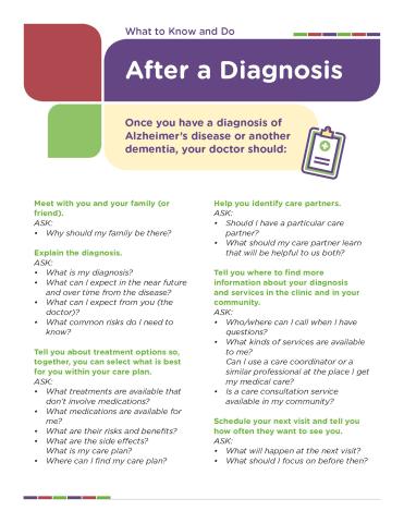 After a diagnosis info sheet cover