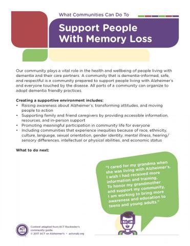 Support people with memory loss editable flyer