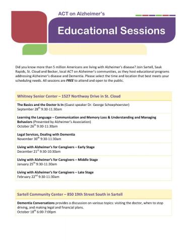 Flyer for local educational essions