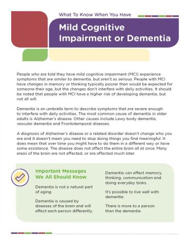 Mild cognitive impairement or dementia flyer cover